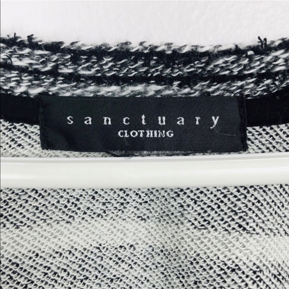 Sanctuary Textured Sleeve Striped V Neck Sweater L - Picture 7 of 8